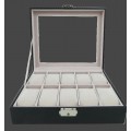 10 GRIDS LEATHER WATCH DISPLAY CASE JEWELRY COLLECTION STORAGE ORGANIZER BOX HOLDER