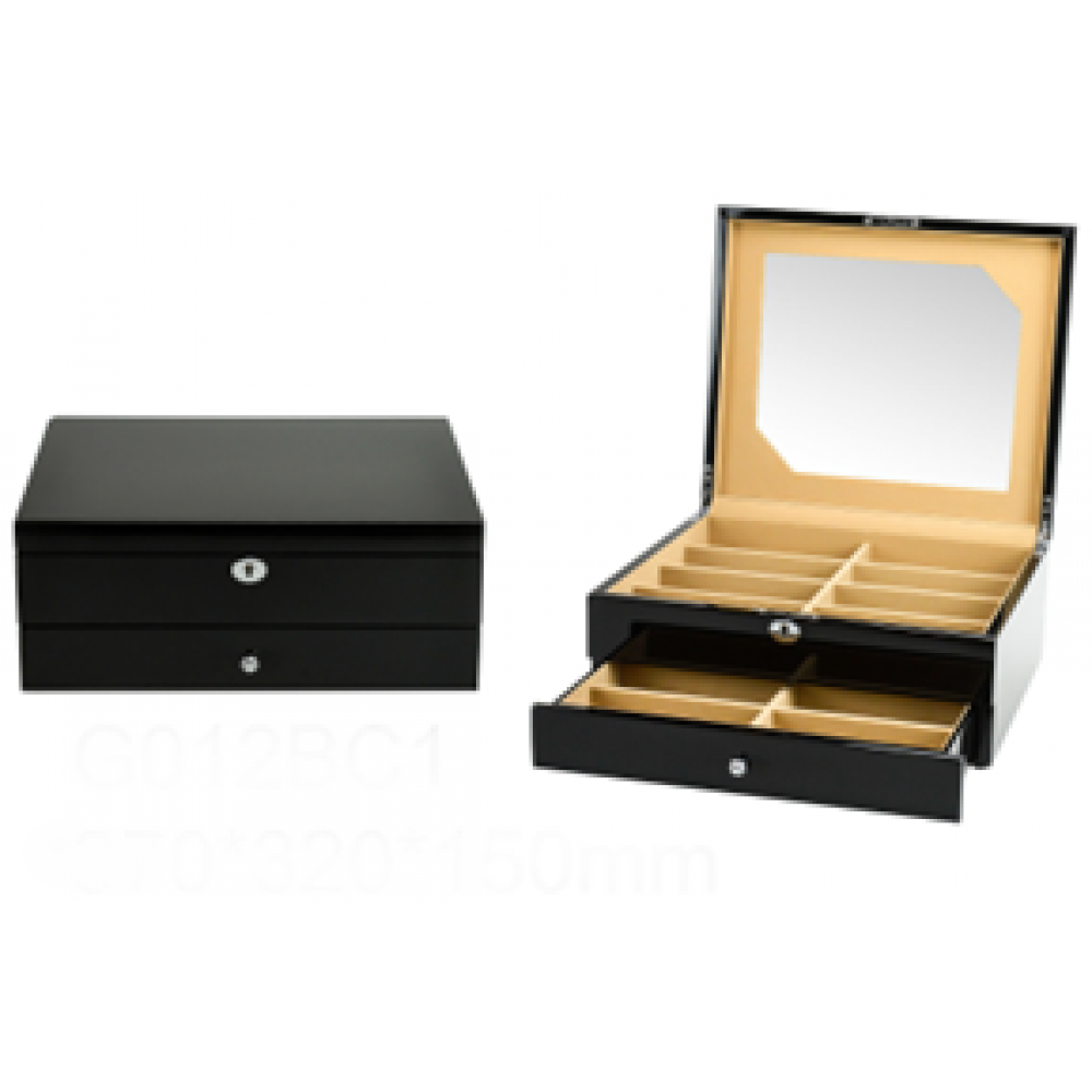 12 SLOT LARGE WOOD SUNGLASS TWO LEVEL DRAWER