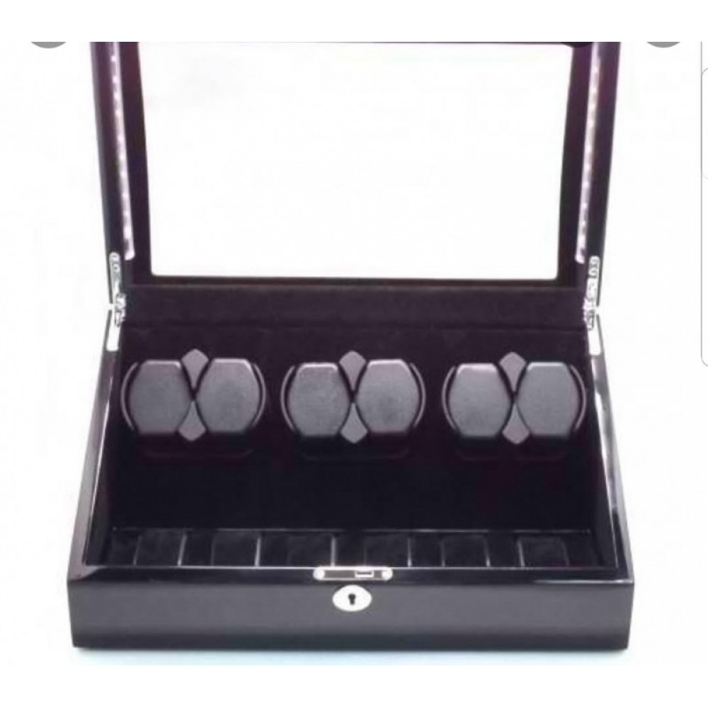 SUAR 6 SLOT WATCH WINDER IN BLACK FINISH