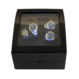SUAR 4 SLOT WATCH WINDER IN BLACK FINISH
