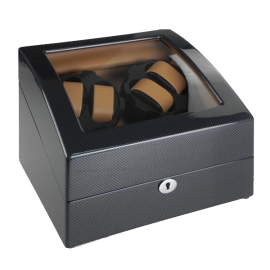 SUAR 4 SLOT WATCH WINDER IN CARBON FIBRE FINISH